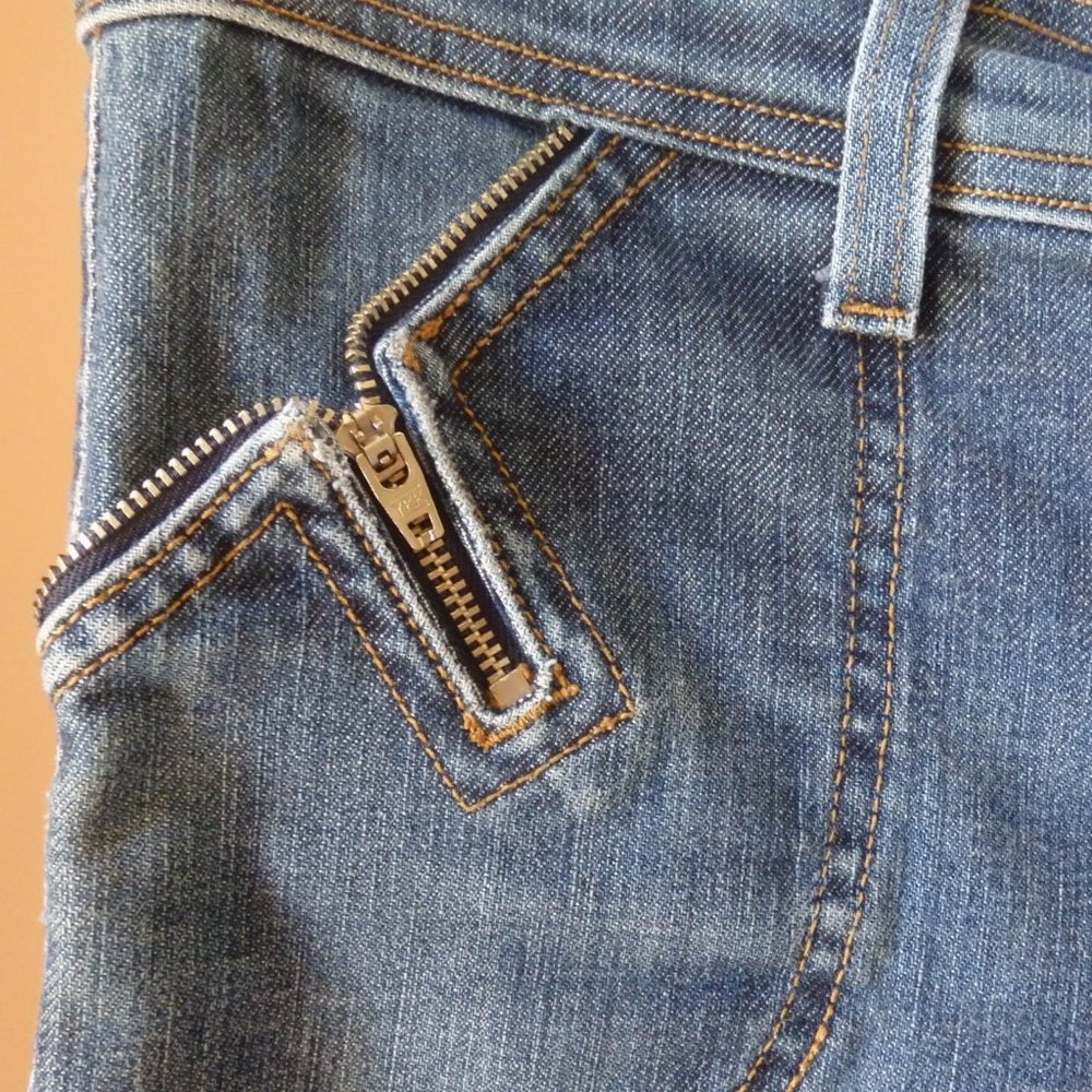 Juicy Couture Crop Capri blue Jeans zipper pockets 29 - Picture 5 of 9